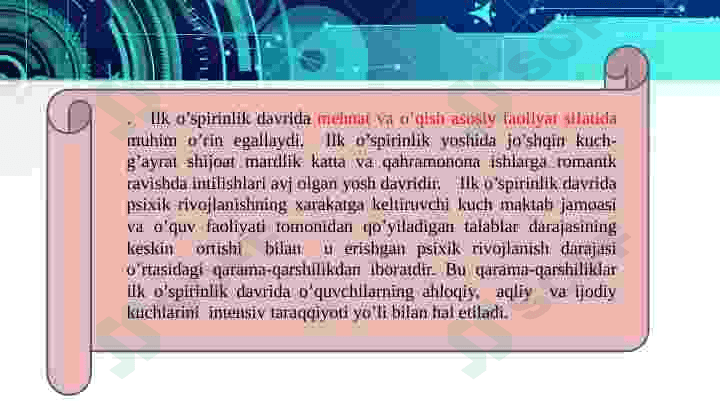 ILK O’SPIRINLIK DAVRIDA O’QUV KASBIY FAOLIYATINING YETAKCHI FAOLIYATGA AYLANISHI VA KASB TANLASH MUAMMOSI. 5
