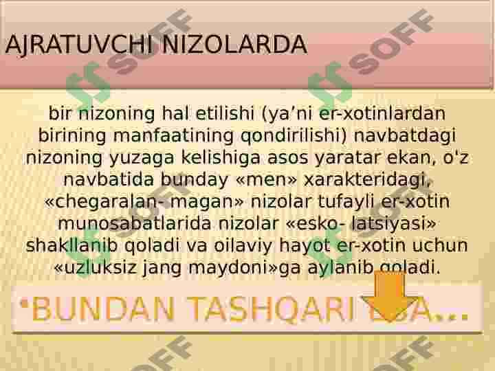 Oilaviy mojarolar va ularning sabablari. 5
