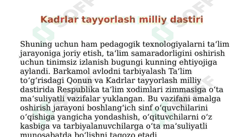 Boshlang'ich ta'lim texnologiyalarining nazariy asoslari 5