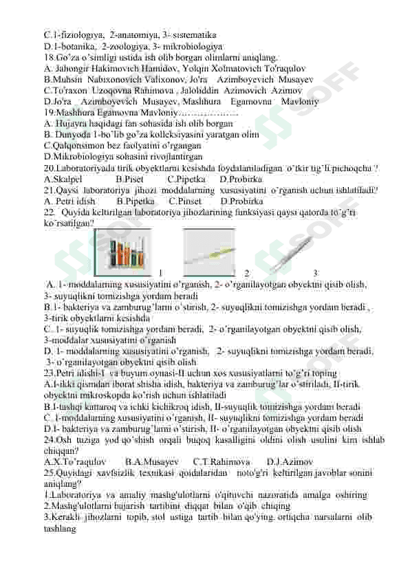 Biologiya fanidan mavzulashtirilgan testlar / 5-sinf 5