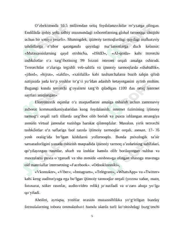 Internet va virtual mafkuraviy xurujlarining oqibatlari 5