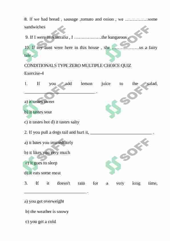 IF CLAUSE TYPE 1 , 2 , 3  and mixed  EXERCISES CONDITIONALS 5