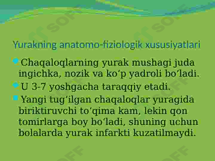 Bolalarda qon aylanish tizimining anatomo-fiziologik hususiyatlari 5