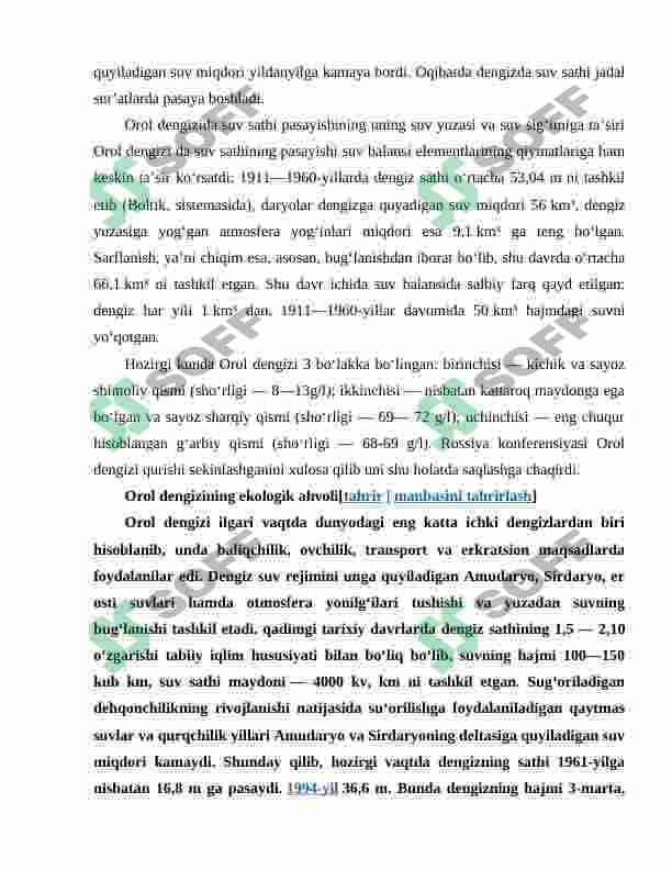 Orol va orol bo'yi muommolari. 5