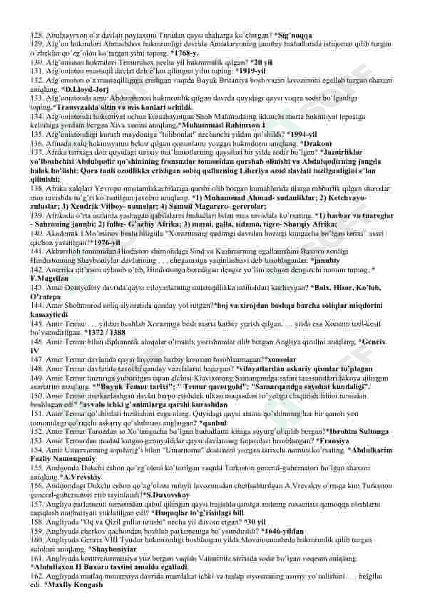 Umumiy Ta'rix-1074 ta savol va javob to'plami 5