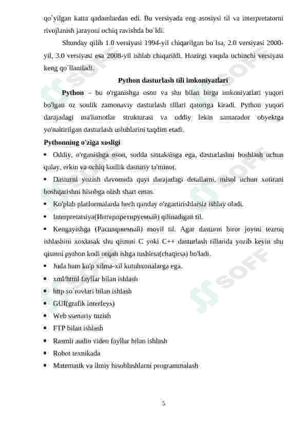 PYTHON dasturlash tili qolanmasi 5