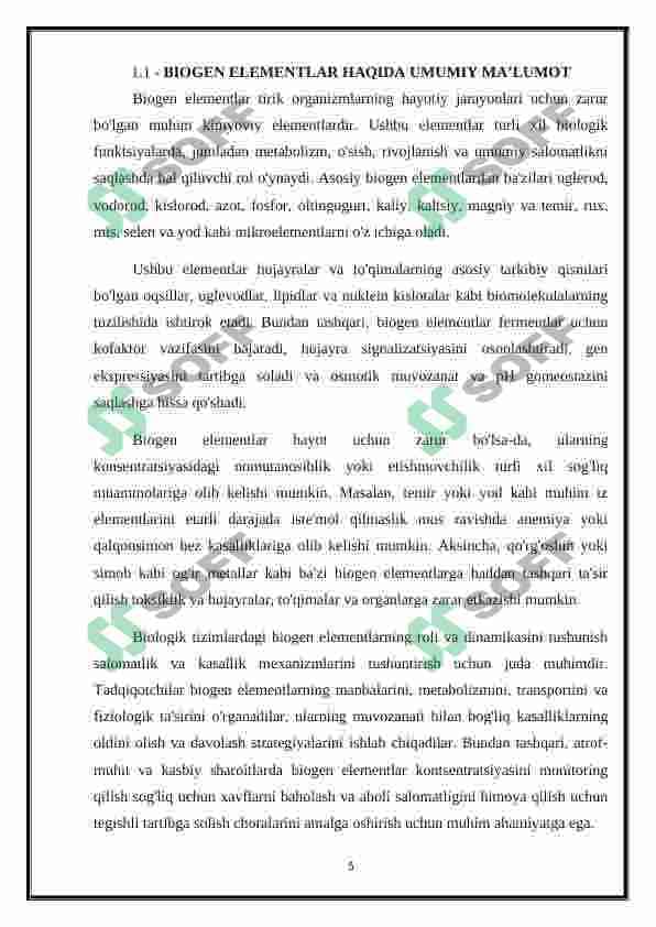 Biogen elementlar konsentratsiyasi o’zgarishi bilan bog’liq endemik va kasb kasalliklari. 5