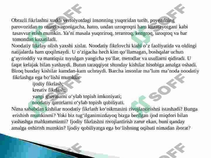 Noodatiy fikrlash asoslari (qutichadan tashqarida fikrlash) 5