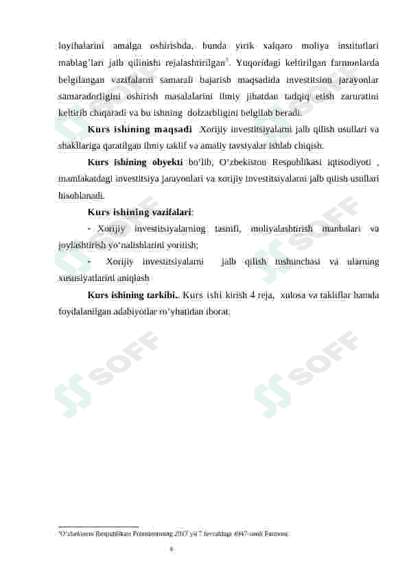 Xorijiy investitsiyalarni jalb qilish usullari va shakllari. 5