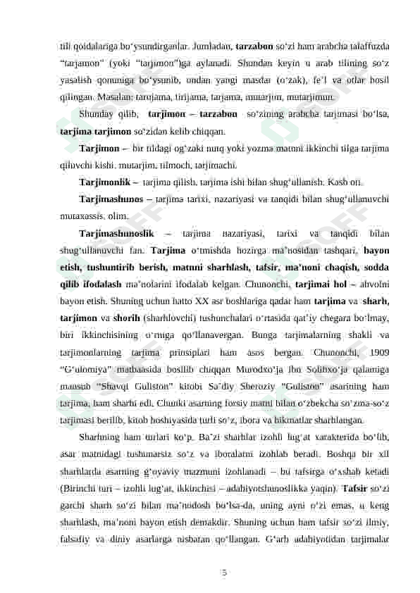 Tarjima turlarining tahlil va turlari 5