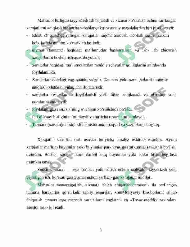 Ishlab chiqarish xarajatlarining alernativ variantlari va ular tanlovining nazariy hamda amaliy jihatlari. 5