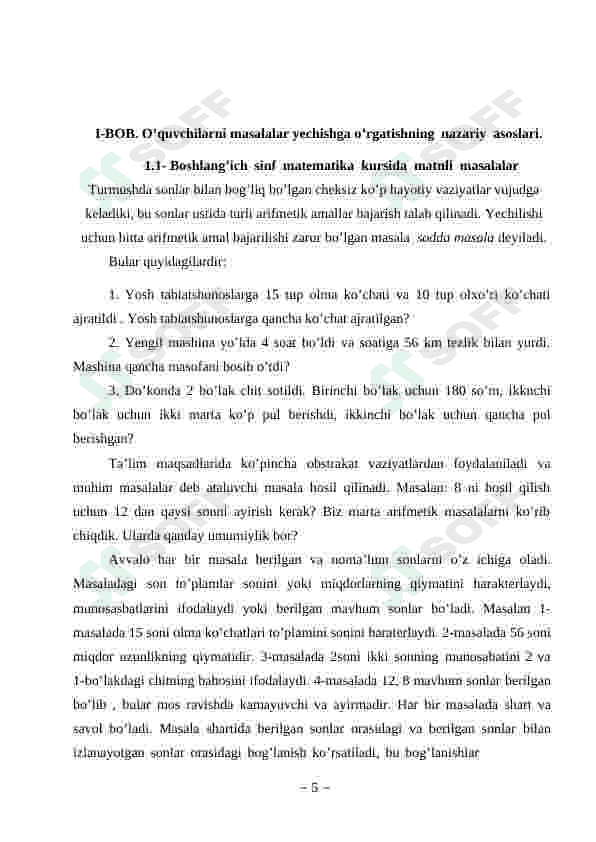 Boshlang‘ich sinf o‘quvchilarini masalalar yechishga o’rgatish 5