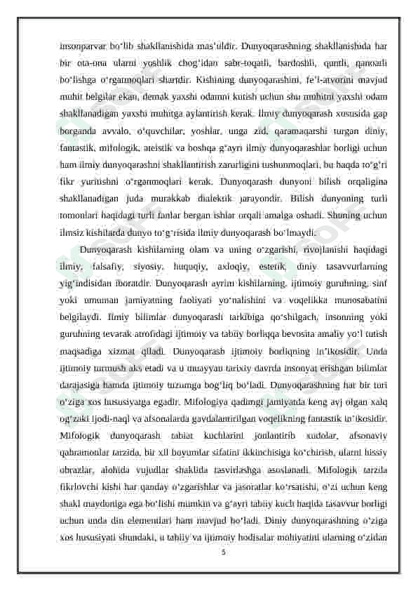 Ilmiy dunyoqarashni shakllantirish va o‘quvchilarni aqliy tarbiyalash 5