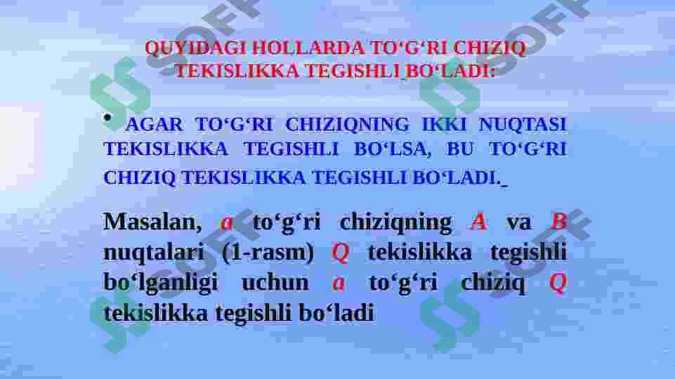 TEKISLIKDA YOTUVCHI TO‘G’RI CHIZIQ VA NUQTA 5