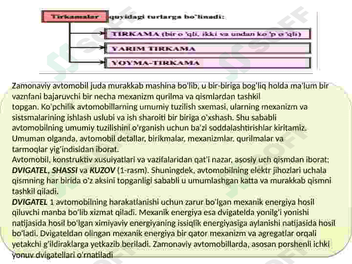 Avtomobil tuzilishi fanidan dars ishlanma 5