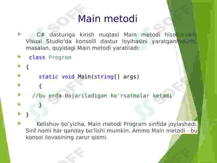 C# tilining tashkil etuvchilari haqida umumiy tushuncha. 5