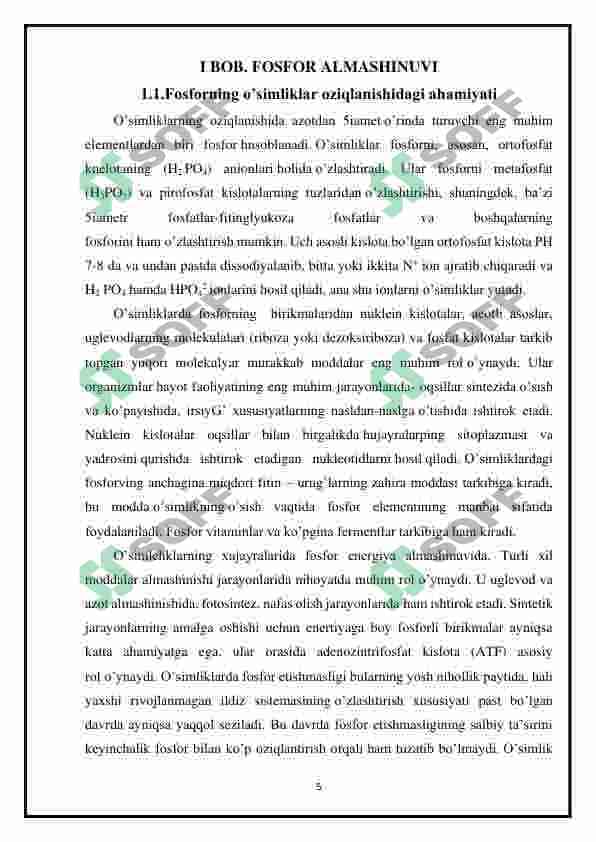 Fosforli moddalar va energiya almashinishidagi ro‘li. 5