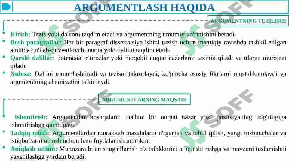 ARGUMENTLASH VA BILIMLAR TARAQIYOTINI MA’NAVIY ASOSLASH 5
