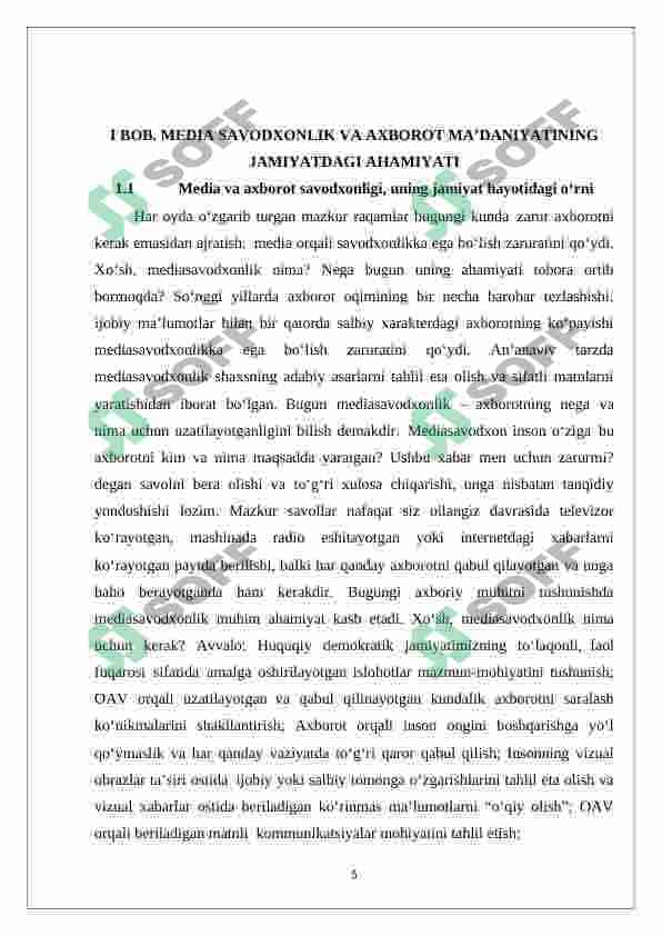 Media savodxonlik va axborot ma’daniyatining tadrijiyligi hamda jamiyatdagi ahamiyati 5