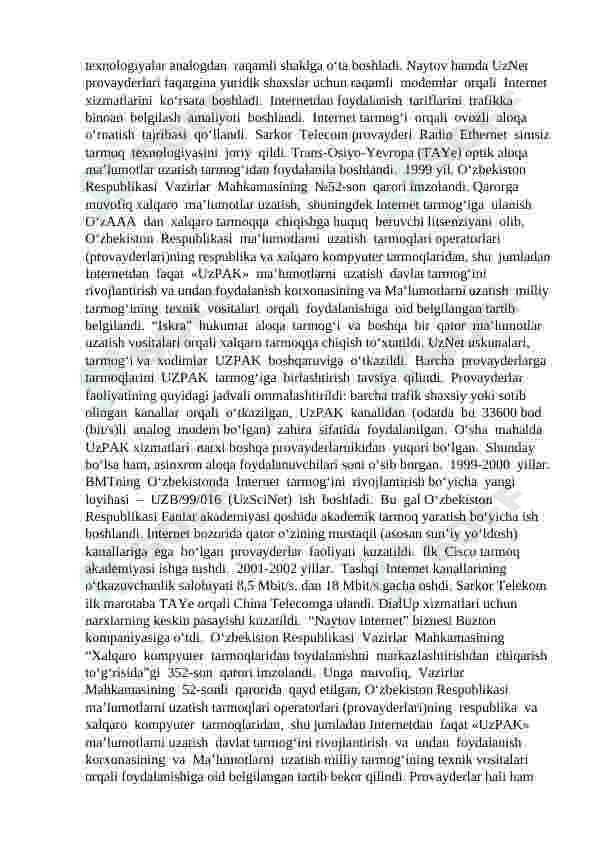 Internet tarmog'ining xozirgi kundagi  ahamiyati 5