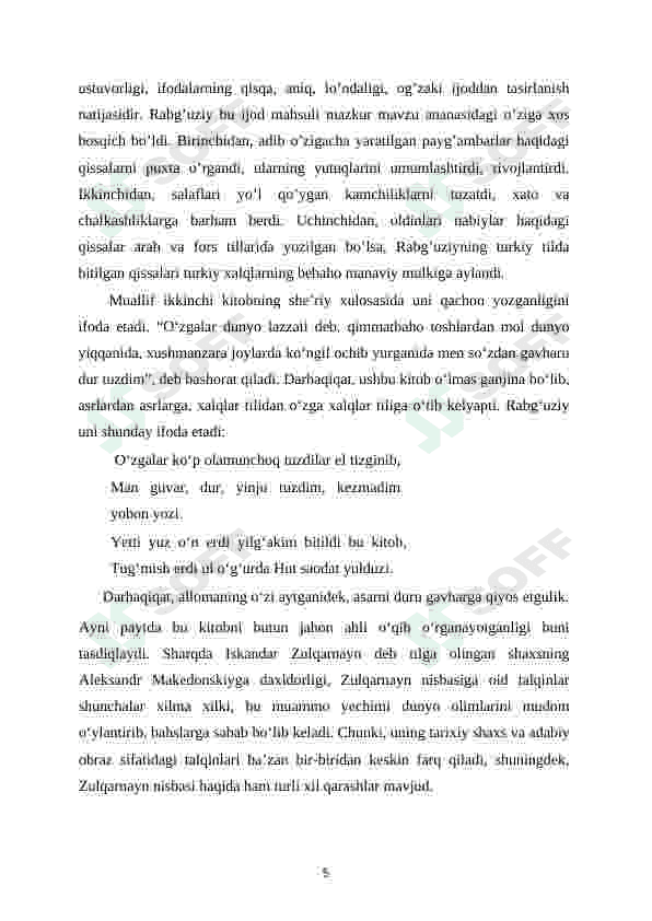 Qissasi Rabg'uziy asari diniy xarakterdagi asar sifatida 5