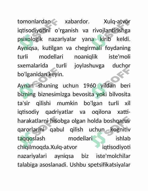 Xulq- atvor iqtisodiyoti va inson farovonligi. 5