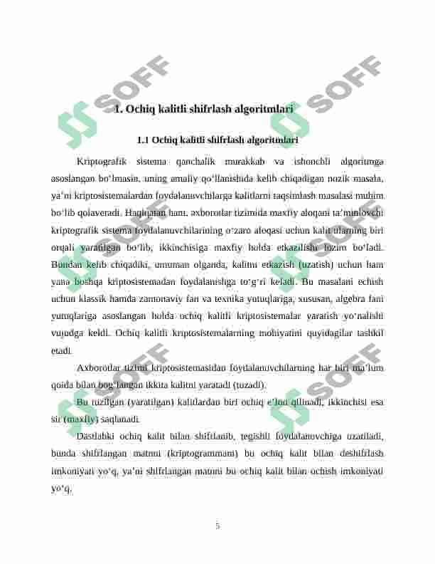 Ochiq kalitli shifrlash algoritmlari dasturiy modulini ishlab chiqish 5