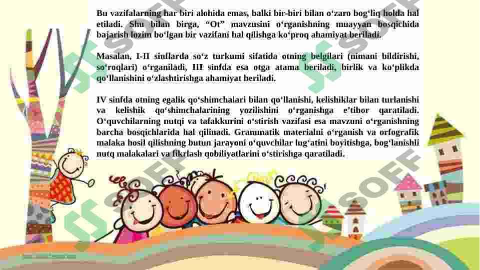 BOSHLANG’ICH SINF DARSLIKLARIDA OT SO’Z TURKUMIGA OID MASHQLAR TASNIFI 5