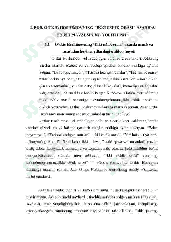 O'tkir Hoshimov romanlarida urush mavzusi 5