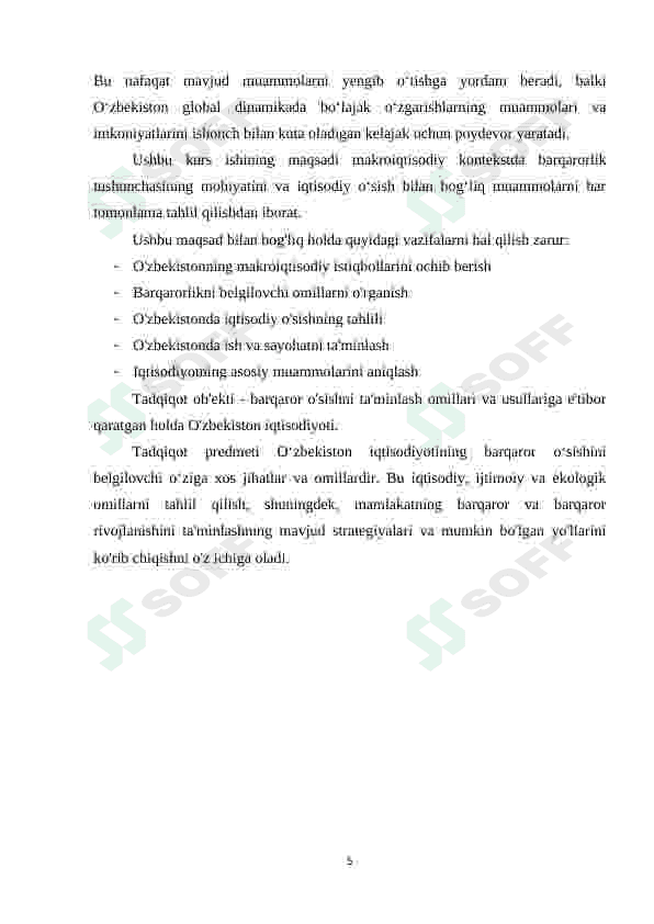 O'zbekistonda barqaror o'sishni ta'minlashning omillari va yo'llari 5