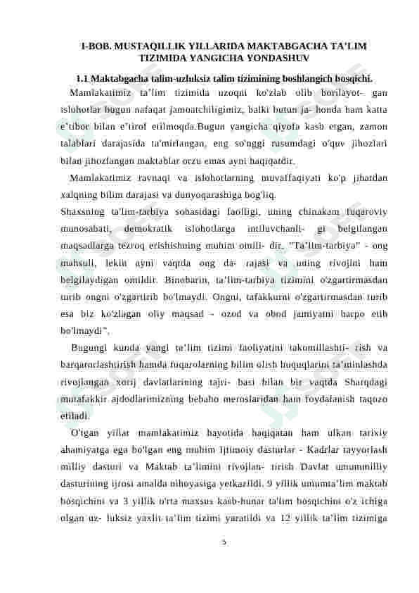 MUSTAQILLIK YILLARIDA MAKTABGACHA TA’LIM TIZIMIDA YANGICHA YONDASHUV 5