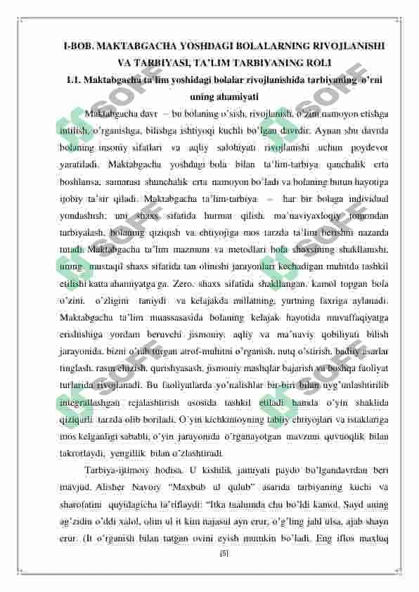 Maktabgacha yoshdagi bolalarning rivojlanishi va ta'lim tarbiyasi 5