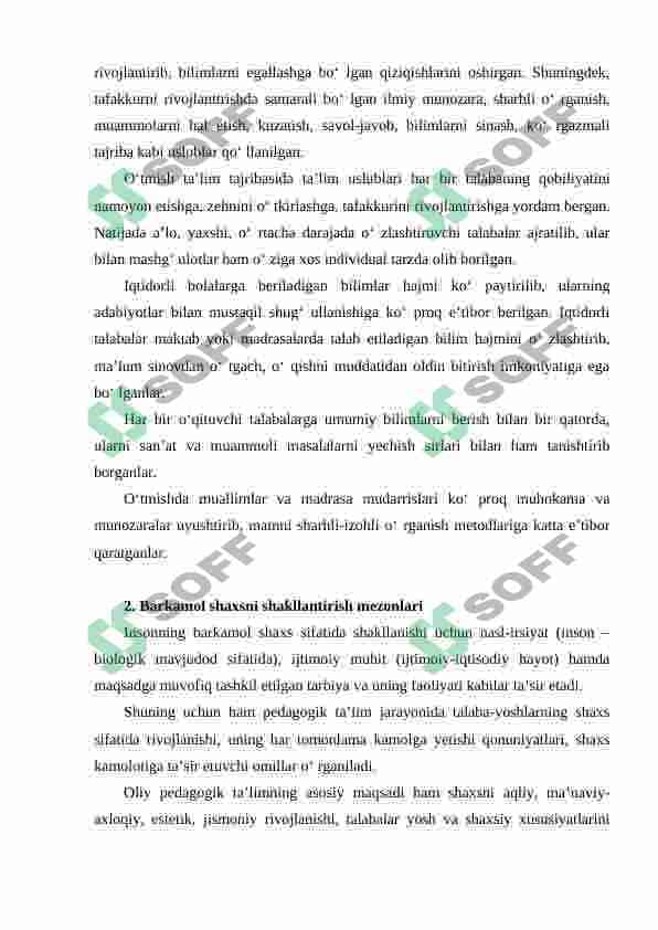 Hozirgi kunda barkamol shaxsni tarbiyalash diagnostikasi. Tarbiya ko’rganlikni aniqlash. 5