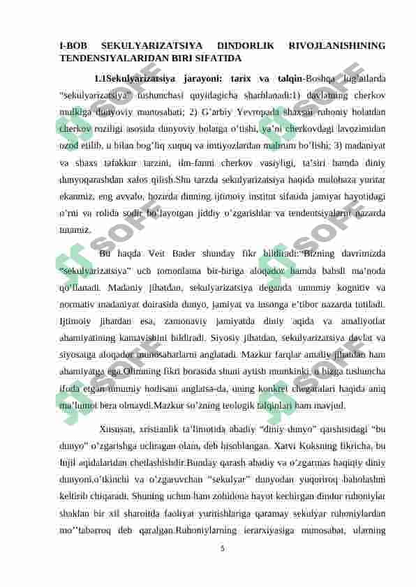 SEKULYARIZATSIYA DINDORLIK RIVOJLANISHINING TENDENSIYALARIDAN BIRI SIFATIDA 5