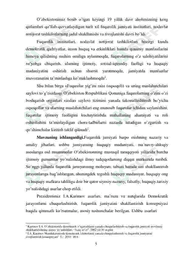 Mustaqillik yillarida O'zbekistonda jamoat tashkilotlari 5