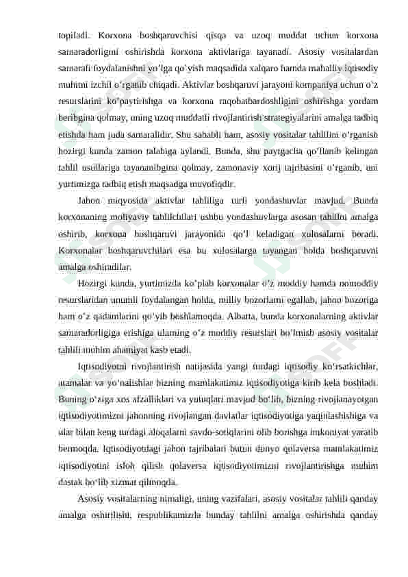 Asosiy vositalar tahlili va uni takomillashtirish 5