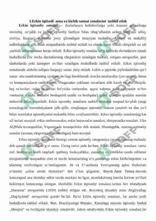 Erkin iqtisodiy zonalar va kichik sanoat zonalarida ishlab chiqarishni tashkil etish istiqbollari 5