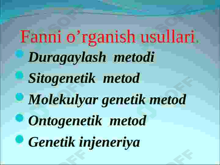 Genetika fani mavzularini yoritishda o`quvchilarda ko`nikmalar hosil qilish 5