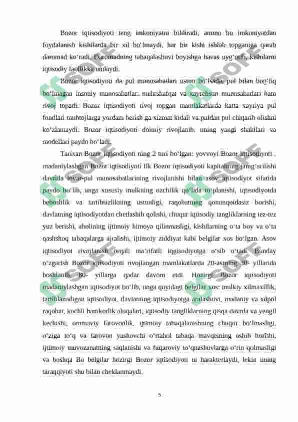 Bozor iqtisodiyotining mazmuni va unga o’tish yo’llari 5