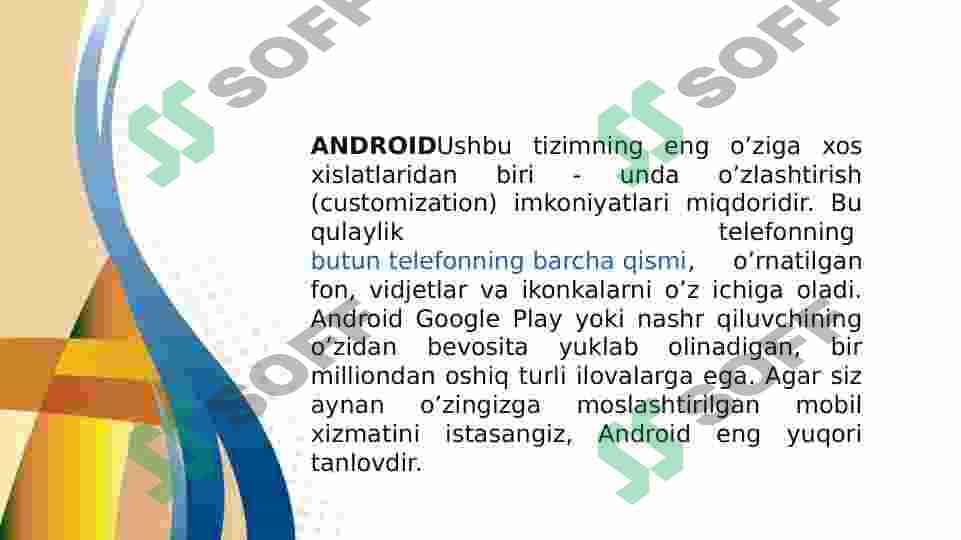 Android, Windows va iOS mobil operatsion tizimlarining xususiyatlari. 5