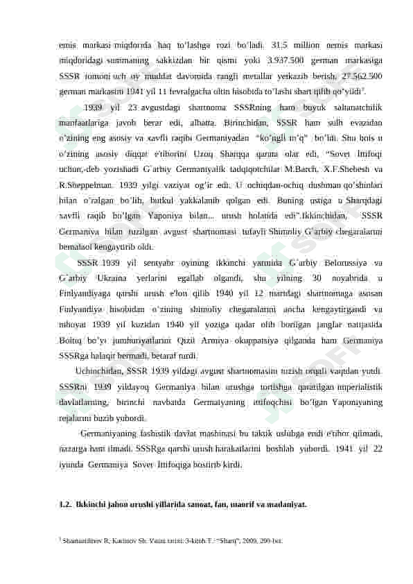 Ikkinchi jahon urushining boshlanishi va O’zbekistonning urushga tortilishi. 5