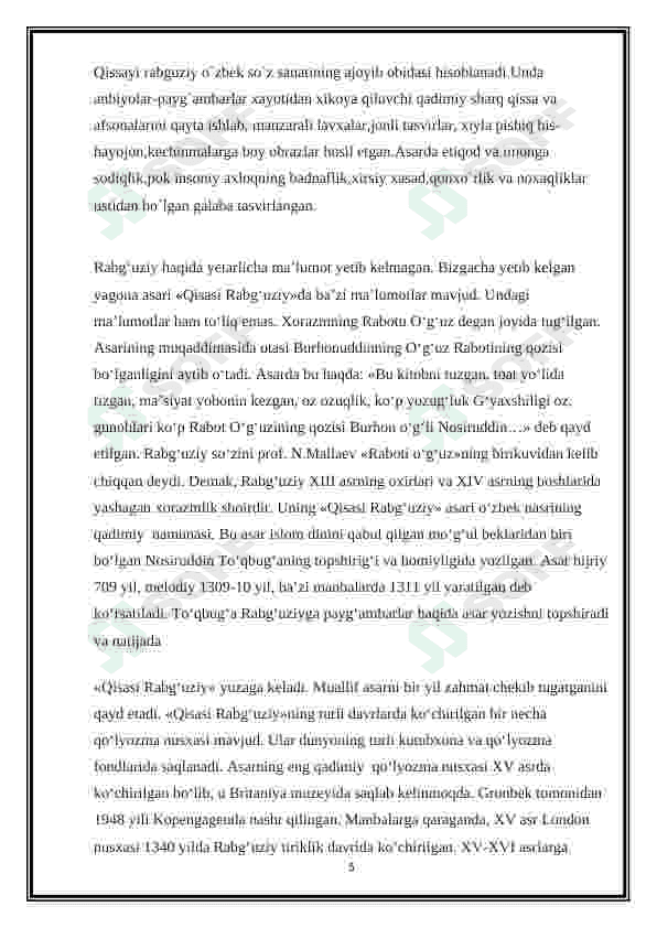 "Qissasi Rabg'uziy" matnida she'riy parchalarning o'rni 5