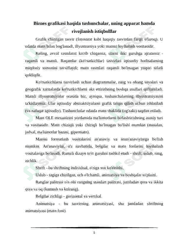 Biznes grafikasi, uning apparat va dasturiy ta'minot hamda rivojlanish istiqbollari 5