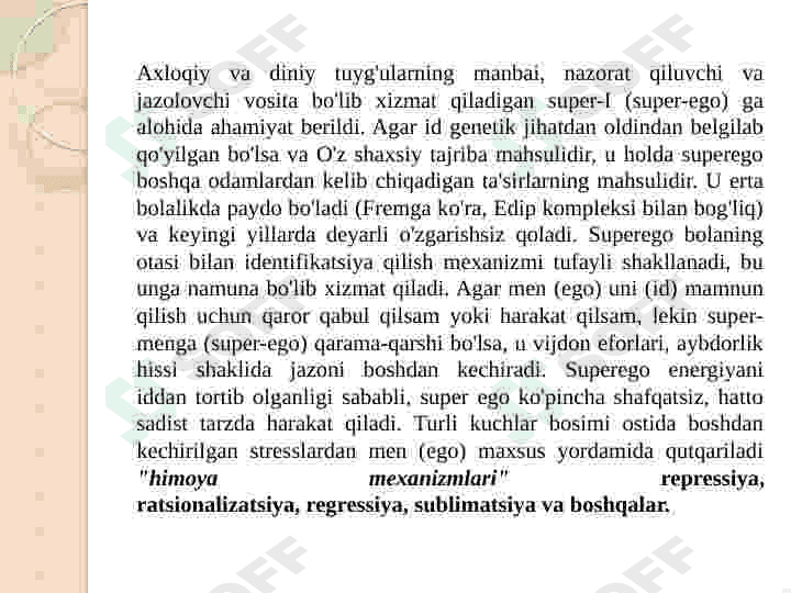 Klassik psixoanaliz va uning modifikatsiyalari 5