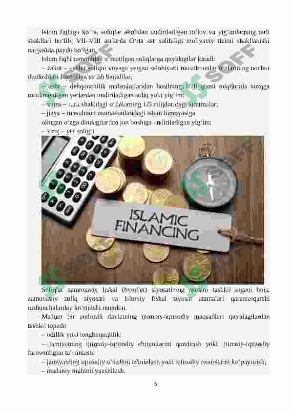 Islomda soliqning o'ziga xos xususiyatlari 5