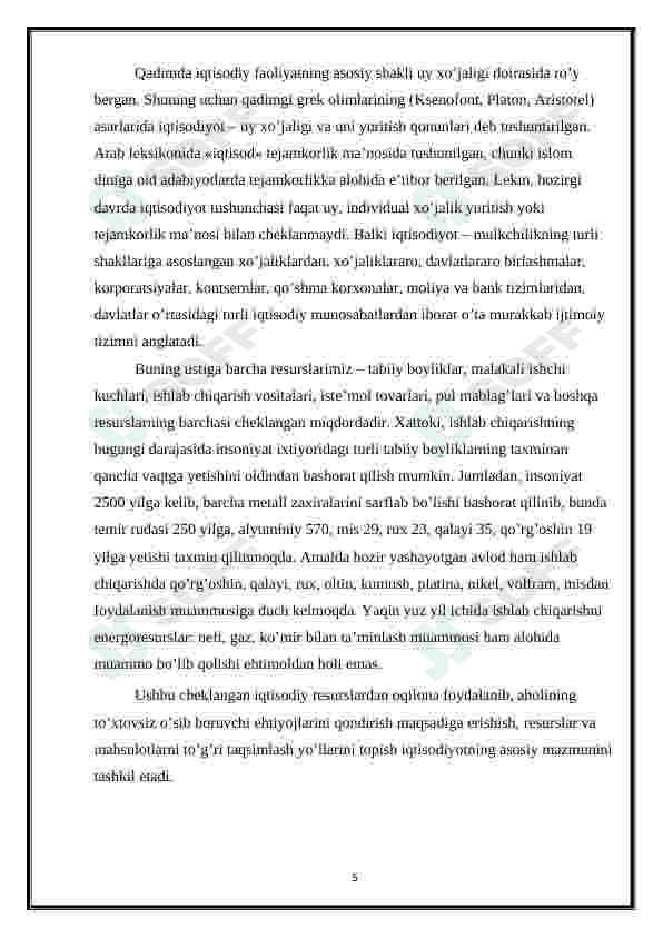 IQTISODIYOT NAZARIYASINING FAN SIFATIDA SHAKILLANISHI VA UNDAGI ASOSIY TA`LIMOTLAR 5