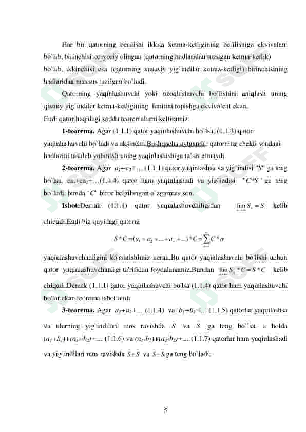 IKKI KARRALI QATORLARNING YAQINLASHISH TUSHUNCHASI. 5