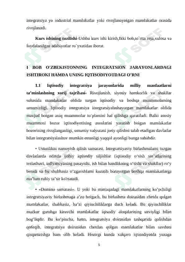 O'ZBEKISTONNING INTEGRATSION JARAYONLARDAGI  ISHTIROKI 5