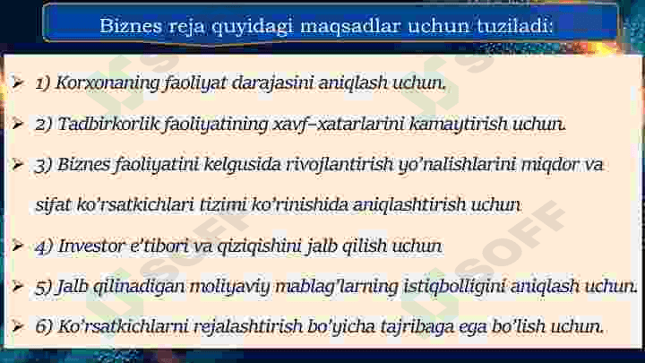 Biznes reja tuzish bosqichlari va shart-sharoitlari 5