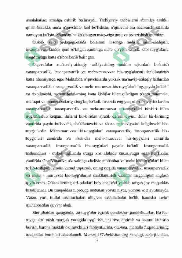 Maktabda ma’naviy va ma’rifiy ishlarni tashkil qilish metodikasi 5